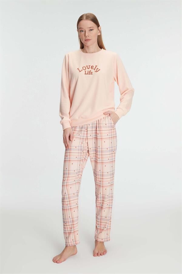 Scarlest Pamuklu Kışlık Uzun Kol Kadın Pijama Takım