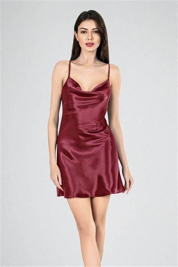 Scarlest Kısa Gecelik Degaje Bordo 7740