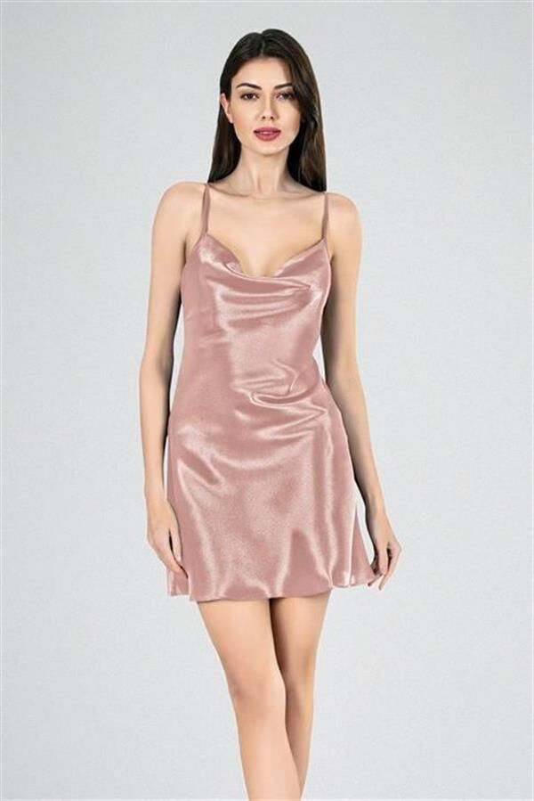 Scarlest Kısa Gecelik Degaje Yaka Vizon 7740