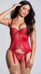 Scarlest Kırmızı Dantel İşlemeli Fantezi Jartiyer Takımı