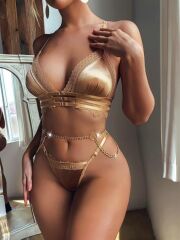 Scarlest Sarı Zincir Detaylı Fantezi Sütyen Takımı