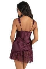 Scarlest Mürdüm Kısa Saten Gecelik 8238