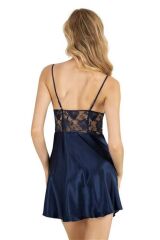 Scarlest Lacivert Kısa Saten Gecelik 8239