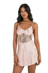 Scarlest Somon Kısa Saten Gecelik 8239