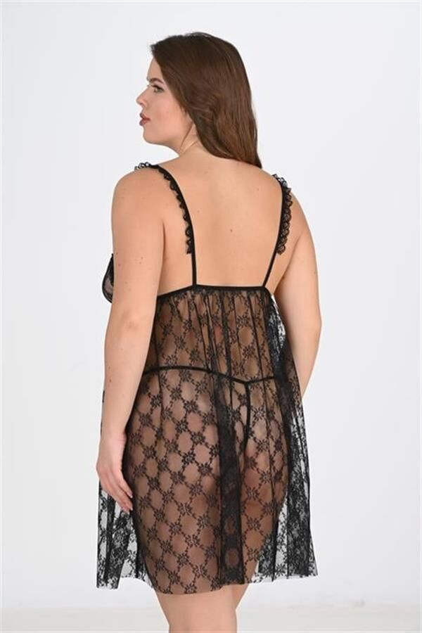 Scarlest Büyük Beden Siyah Gecelik 3041