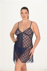 Scarlest Büyük Beden Lacivert Gecelik 3046