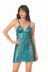 Scarlest Petrol Kısa Saten Gecelik