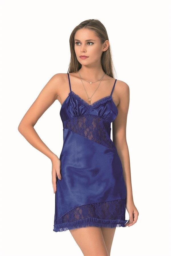 Scarlest Saks Kısa Saten Gecelik