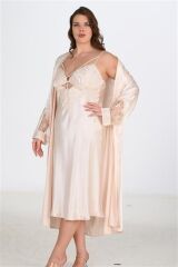 Scarlest 2li Fildişi Sabahlık Takımı Bigsize 6222
