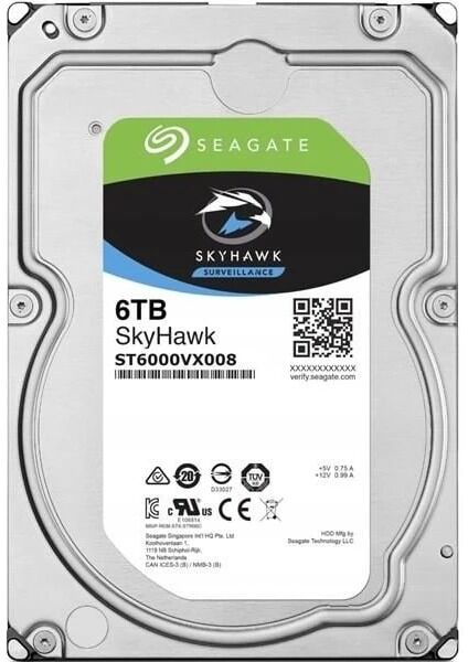 SEAGATE 3.5 SKYHAWK 6TB 5900RPM 256MB SATA3 Güvenlik HDD ST6000VX008 (7/24)
