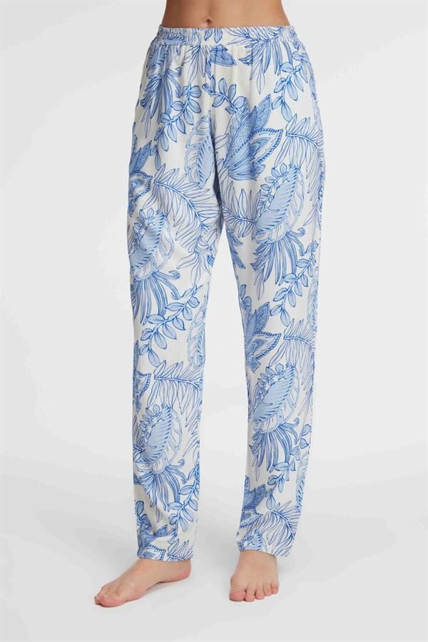 Scarlest 9143 Günlük Ev Giyimi Viskon Çiçek Desenli Yazlık örme Normal Bel Pijama Altı