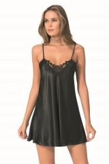 Scarlest Siyah Kısa Saten Gecelik