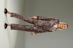 Scarlest Leopar Desen Yumuşak Dokulu Saten Gecelik Takımı