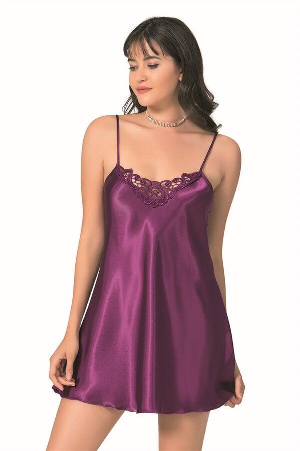 Scarlest Mor Kısa Saten Gecelik