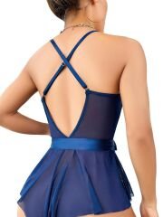 Scarlest Mavi Dantel İşlemeli Kurdelalı Fantezi Tül Babydoll