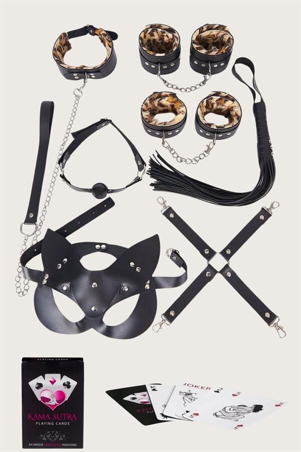Scarlest Sexy Görselli Oyun Kartı Kama Sutra 7'li Leopar Harness Set