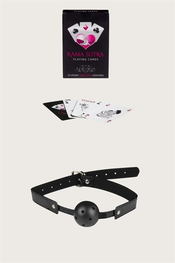 Scarlest Sexy Görselli Oyun Kartı Kama Sutra Siyah Ağız Topu Set