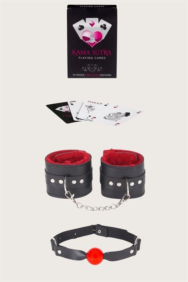 Scarlest Sexy Görselli Oyun Kartı Kama Sutra Ağız Topu Kelepçe Set