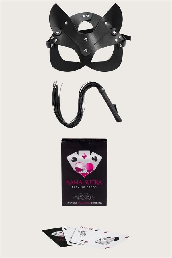 Scarlest Sexy Görselli Oyun Kartı Kama Sutra Kırbaç Maske Set