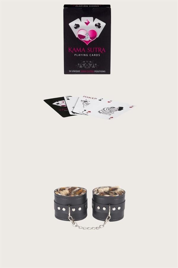 Scarlest Sexy Görselli Oyun Kartı Kama Sutra Leopar Kelepçe Set