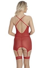 Scarlest Kırmızı Dantel İşlemeli Göğüs İp Detaylı Fantezi Jartiyer Takımı