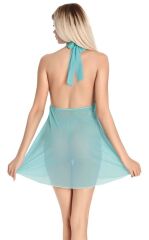 Scarlest Mavi Dantel İşlemeli Fantezi Tül Gecelik