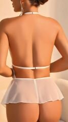 Scarlest Beyaz Dantel İşlemeli Dekolteli Fantezi Babydoll