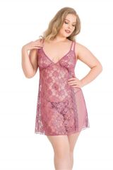 Scarlest Büyük Beden Gül Kurusu Kısa Tül Gecelik