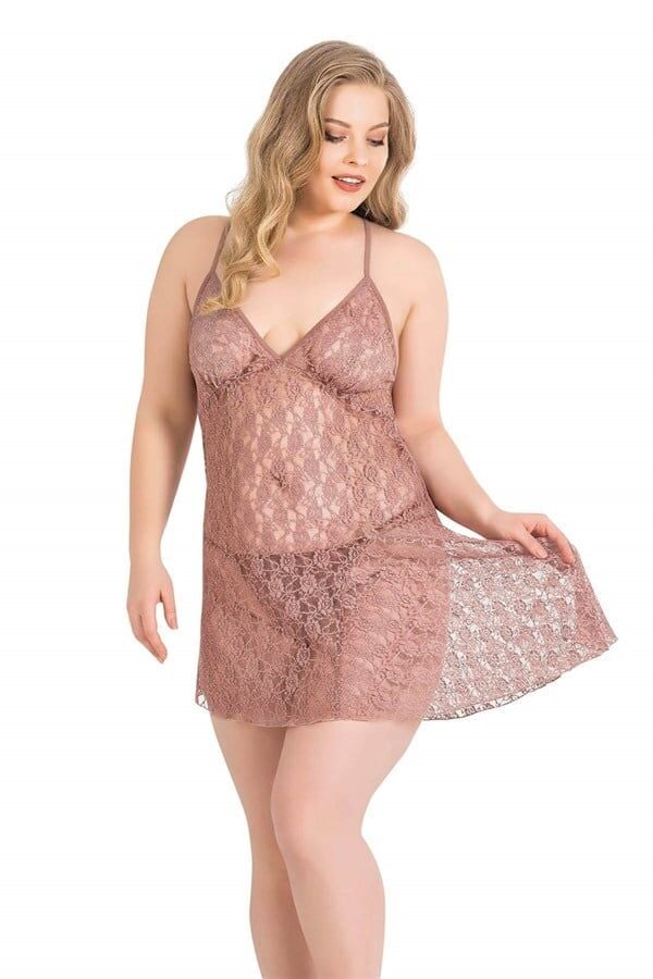 Scarlest Büyük Beden Vizon Kısa Tül Gecelik