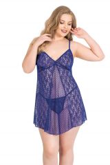 Scarlest Büyük Beden Saks Kısa Tül Gecelik