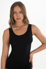 Scarlest Geniş Askılı Siyah Ribana Atlet