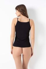 Scarlest Likralı Pamuklu İp Askılı Siyah Atlet