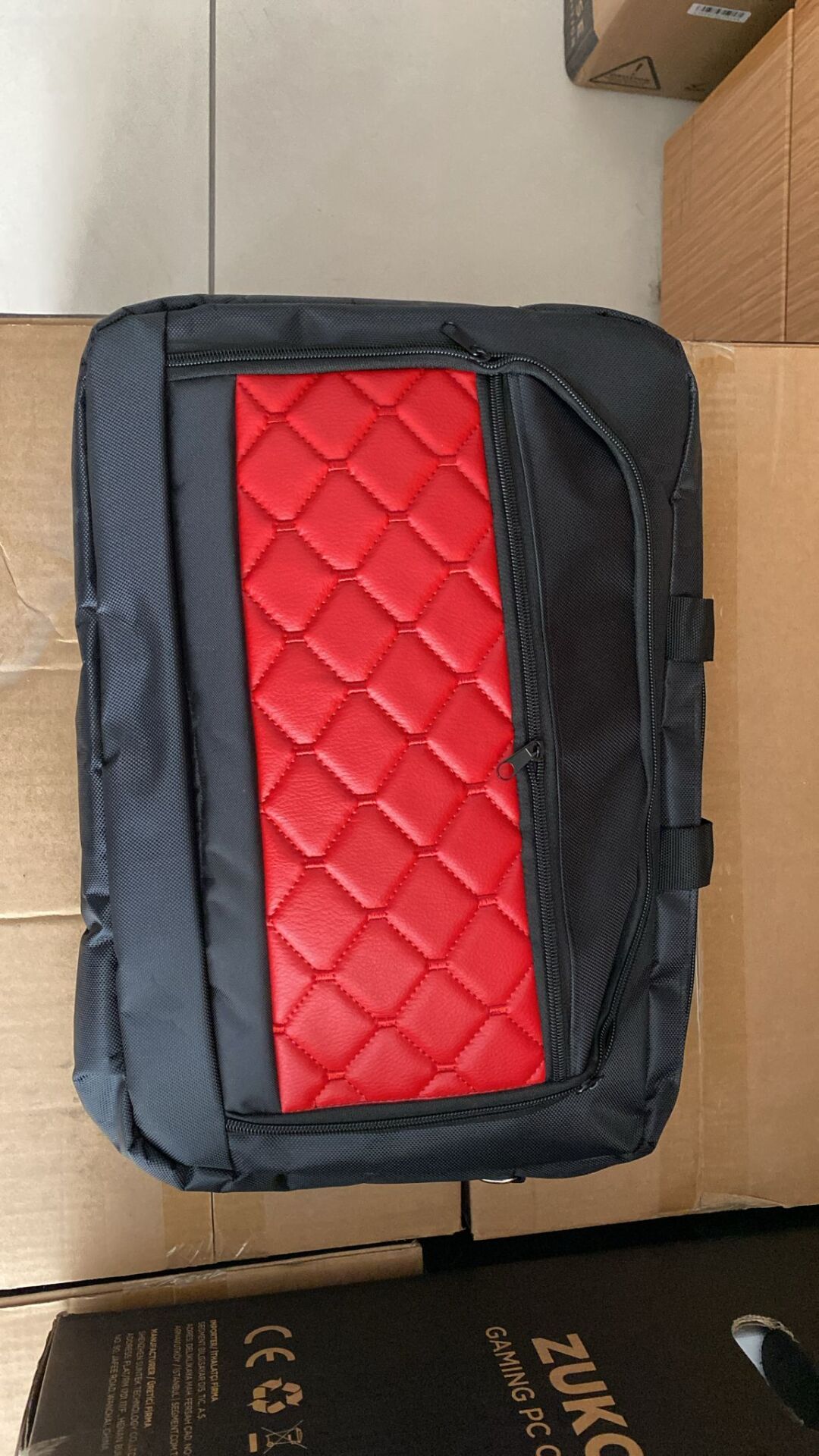 REX Baklava Desenli 15,6 Kumaş Siyah-Kırmızı Notebook Çantası Bilgisayar