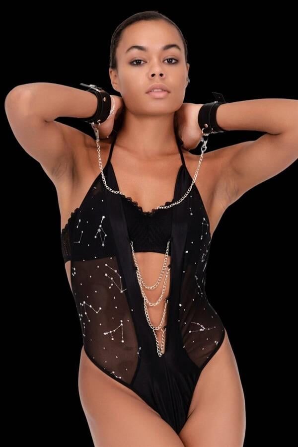 Scarlest Baskılı Tül Ve Önü Zincirli Şık Babydoll