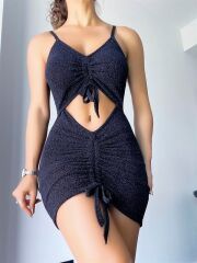 Scarlest Parıltılı Kumaşlı Fantezi Büzgülü Elbise