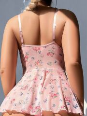 Scarlest Pembe Dantel İşlemeli Çiçek Desenli Fantezi Gecelik