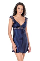 Scarlest Lacivert Kısa Saten Gecelik