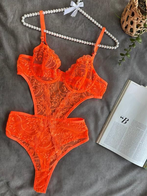 Scarlest Çiçek Desenli Turuncu Bodysuit