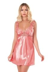 Scarlest Mercan Kısa Saten Gecelik