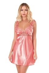 Scarlest Mercan Kısa Saten Gecelik