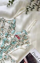 Scarlest Yeşil Çiçek Büyük Desenli Bodysuit