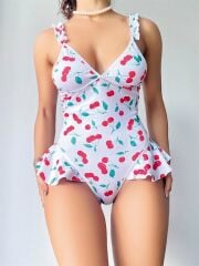 Scarlest Vişne Desenli Fantezi Body