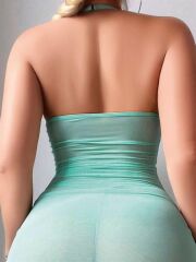 Scarlest Yeşil Göğüs Dekolteli Transparan Fantezi Tül Gecelik