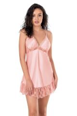 Scarlest Somon Kısa Saten Gecelik