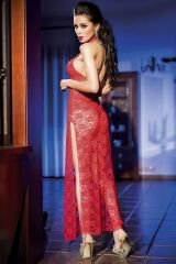 Scarlest Kırmızı Uzun Dantel Gecelik