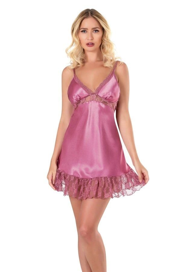 Scarlest Gül Kurusu Kısa Saten Gecelik