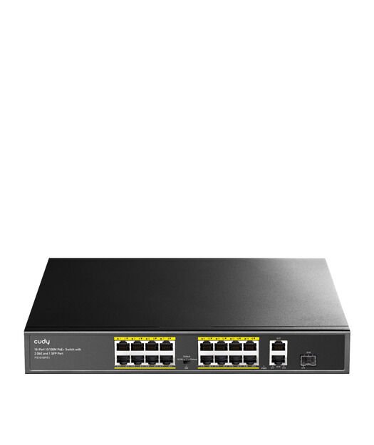 CUDY 16Port 10/100 PoE+2GB Up200W Switch