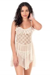 Scarlest Fildişi Kısa Tül Gecelik