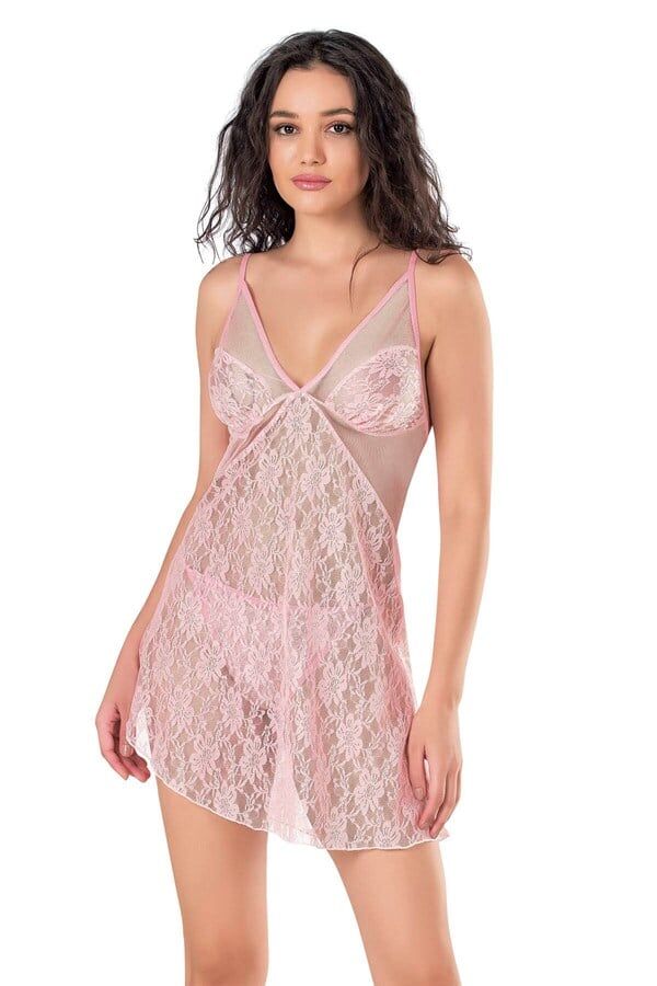 Scarlest Pembe Kısa Tül Gecelik