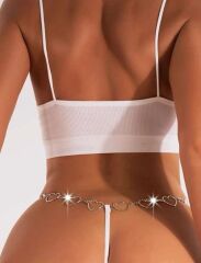 Scarlest Zincir Kalp Detaylı Fantezi Beyaz String Tanga